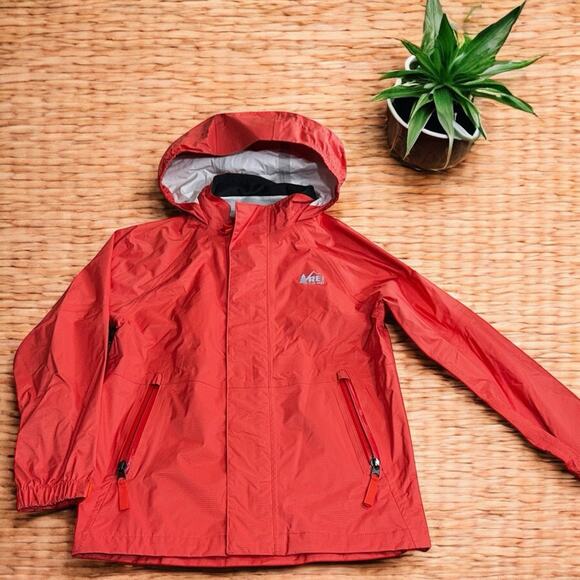 REI Co-op Girls Rain Jacket Size XS (6-7) Coral Full Zip Hooded Windbreaker - Picture 2 of 7